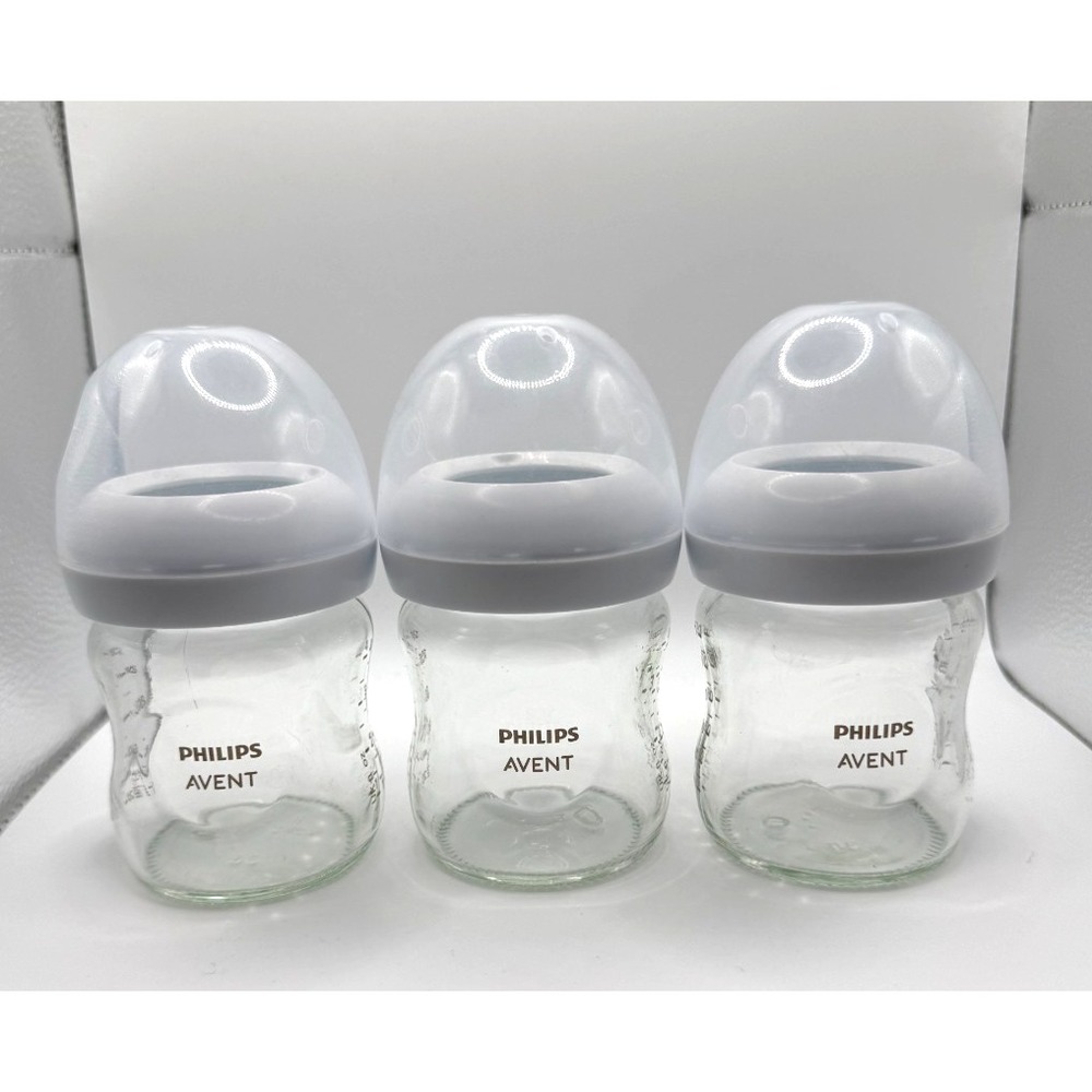 Philips Avent Natural Glass Baby Bottles 4oz 120ml 3 Pack Anti Colic Wide Neck